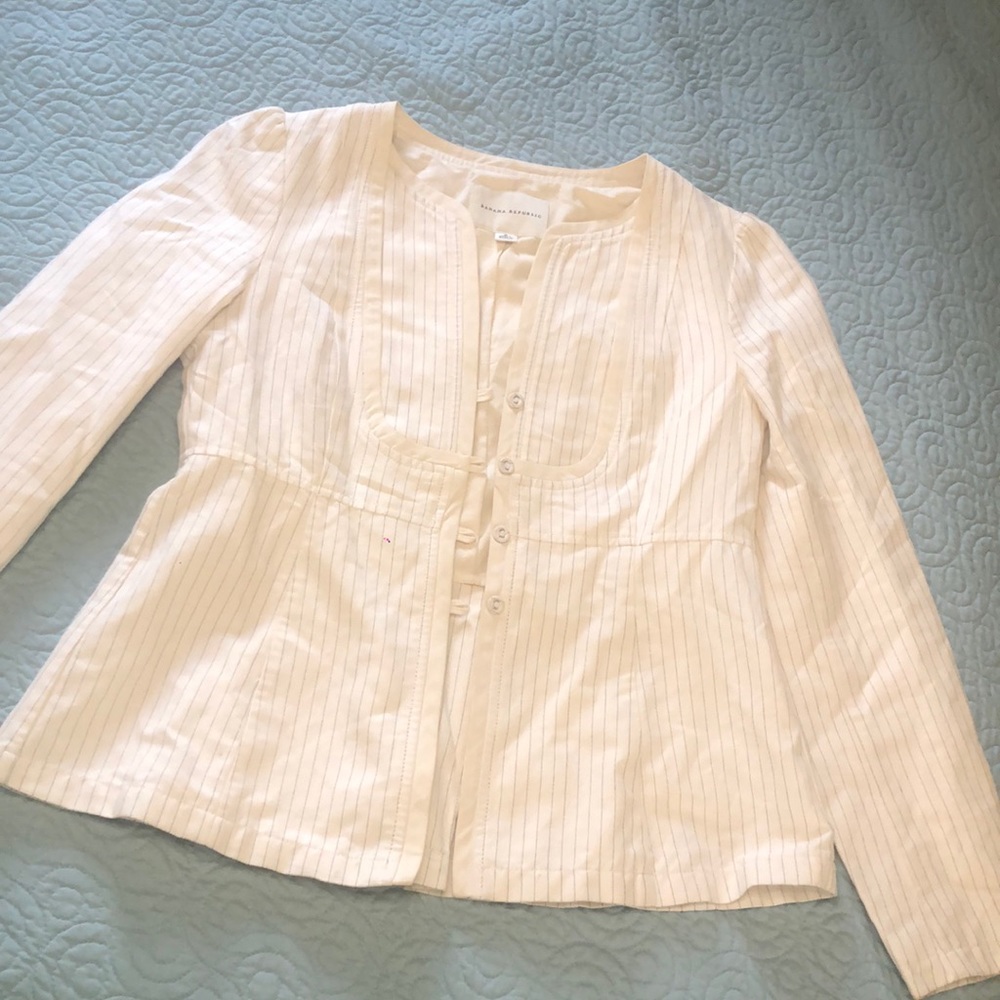 Banana republic pinstripe white blazer